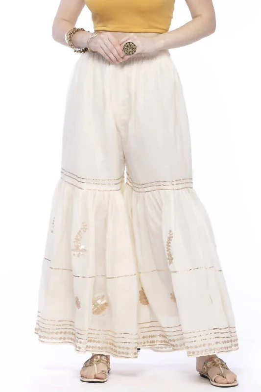 Women's Cotton Off White Beautiful Gotta Work Sharara Mfp017 - Moeza