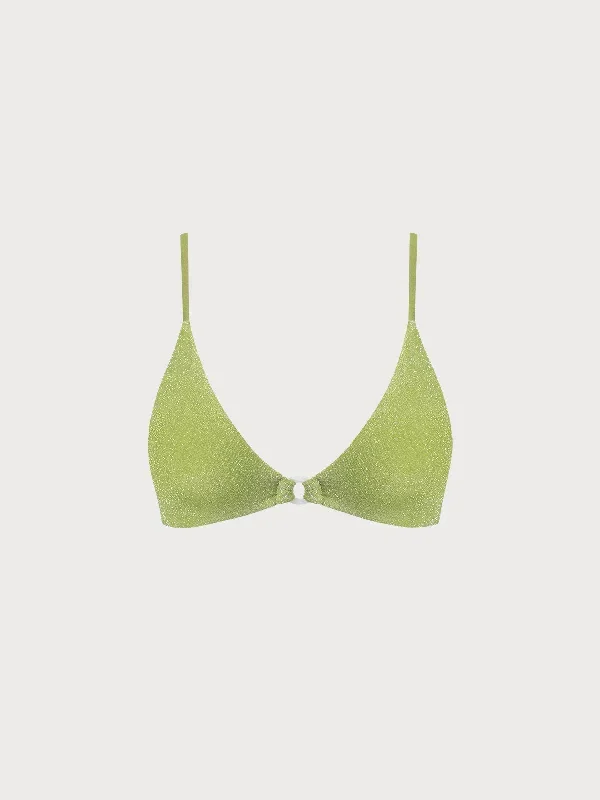 Light Green Lurex O-Ring Bikini Top