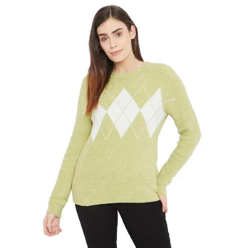 Madame  Green Argyle Pattern Sweater