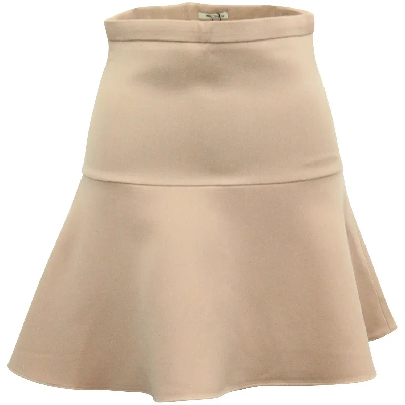 Miu Miu Fluted Mini Skirt in Pastel Pink Polyester