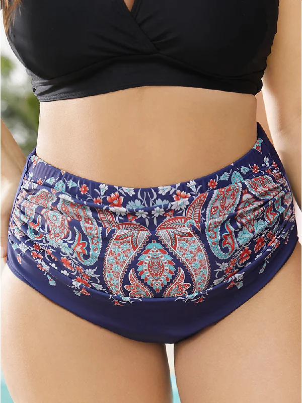 paisley-print-ruched-front-swim-bottom