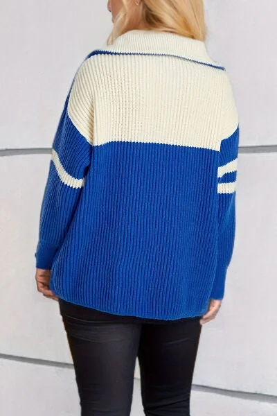 quarter-zip-striped-dropped-shoulder-sweater