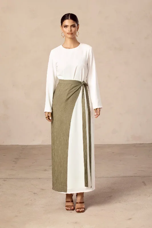 Rana Textured Overlay Tie Skirt - Gardenia Green