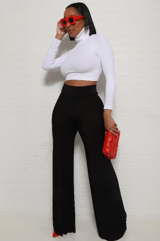 Smooth Talker High Waist BBL Palazzo Pants - Black