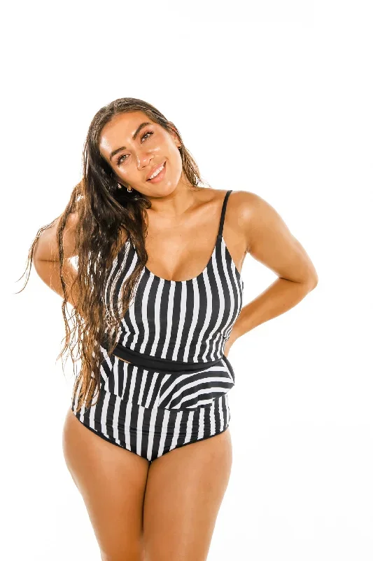 The Lounger Top | Black & White Stripe