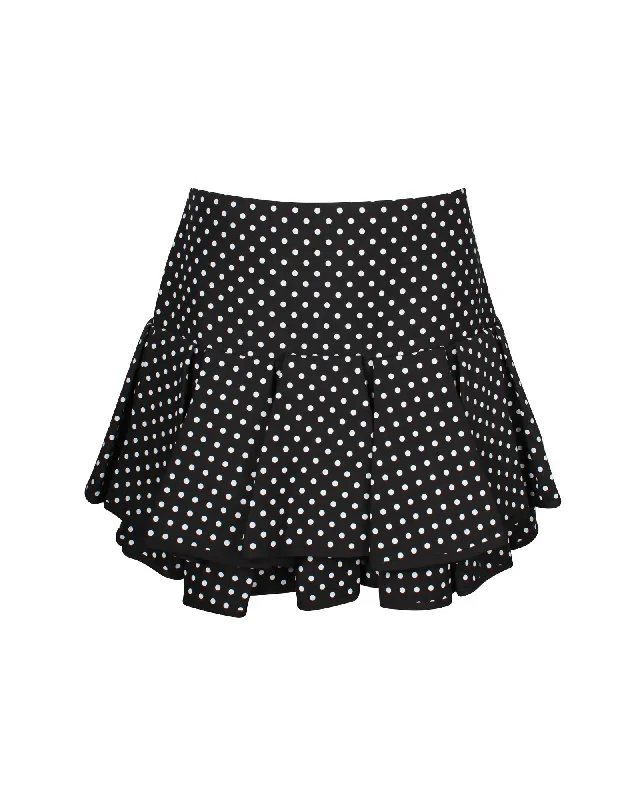 Valentino Garavani Tiered Polka-dot Mini Skirt in Black Wool