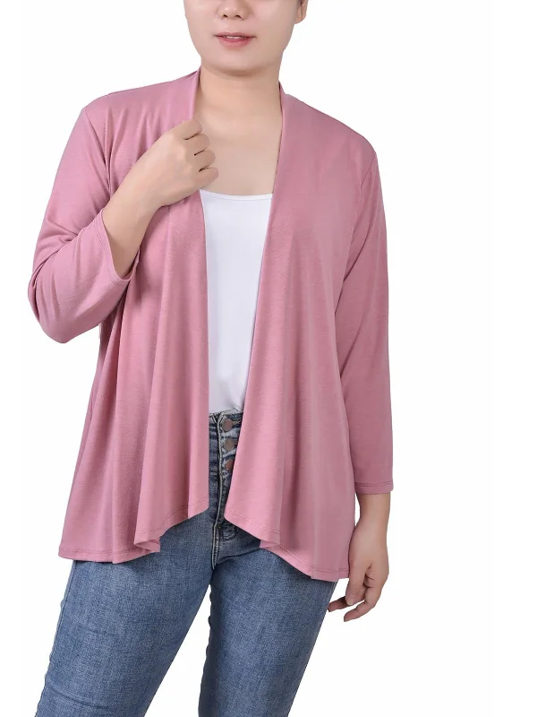 Womens Open Front Solid Cardigan Sweater