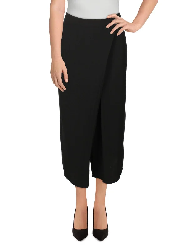 Womens Silk Wide Leg Cropped Pants