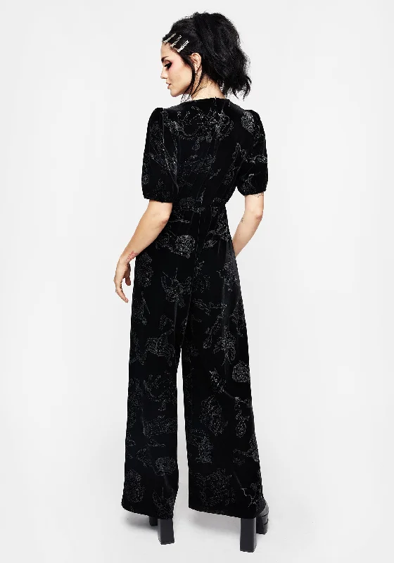 zodiac-foil-print-button-front-velour-jumpsuit